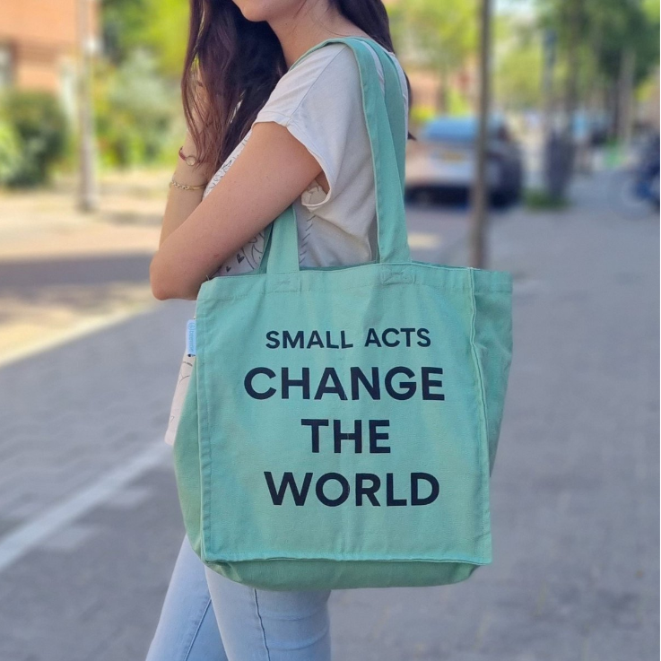Bolsa multibolsillos ecológica vista superior, organizador sostenible para el hogar