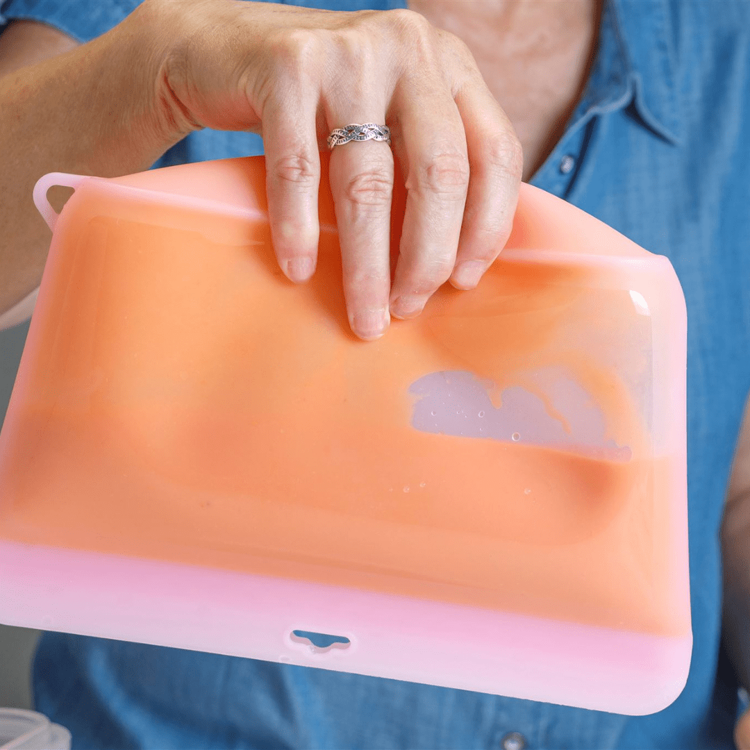 bolsa de silicona hermética con comida