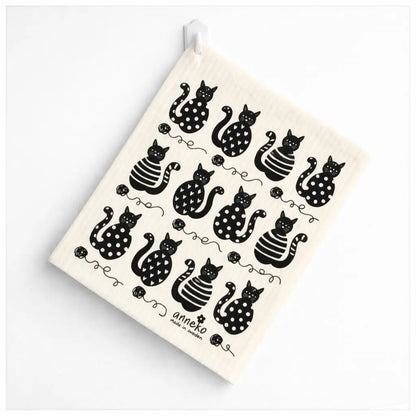 Paño sueco de cocina reutilizable con estampado de gatitos, absorbente y ecológico