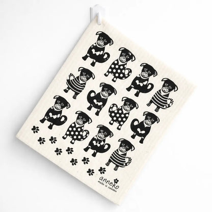 Paño sueco reutilizable con estampado de perritos, absorbente y ecológico para la cocina
