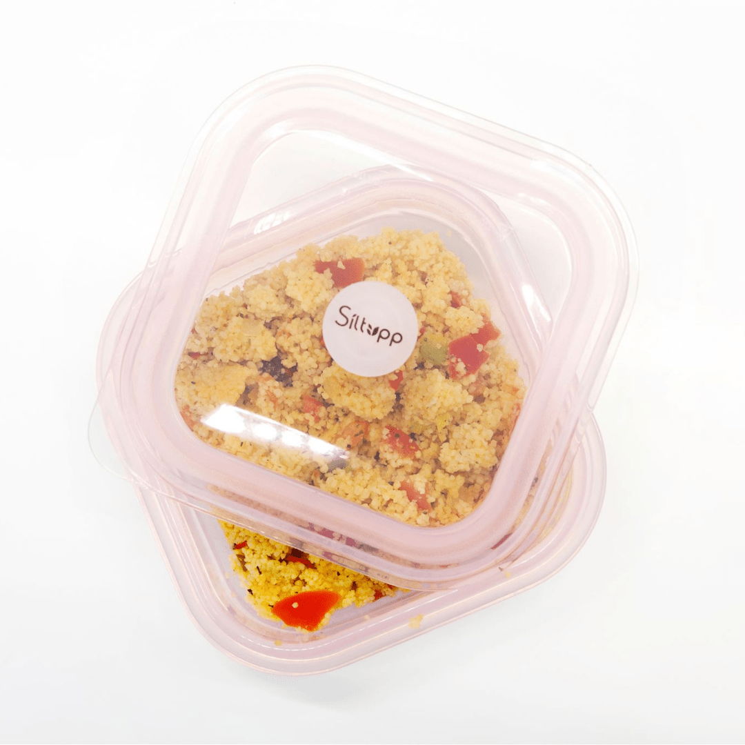 Tupper Plegable visto desde arriba con comida